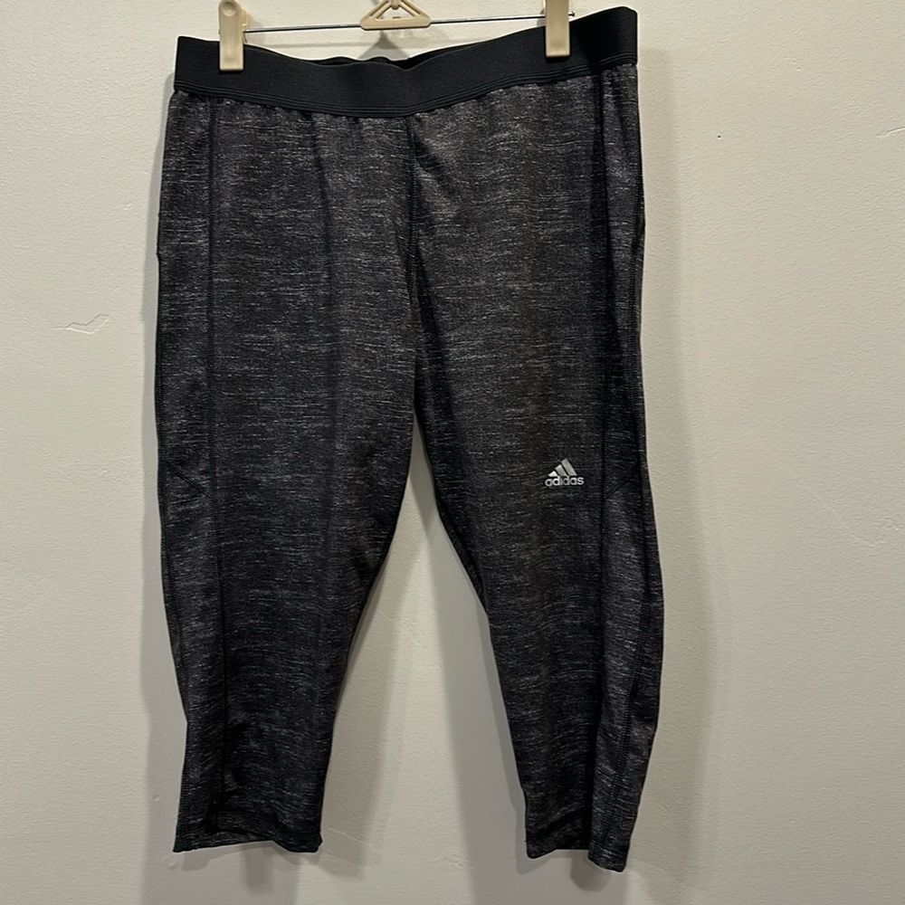 Adidas TechFit Workout Leggings Charcoal Gray Black Waistband